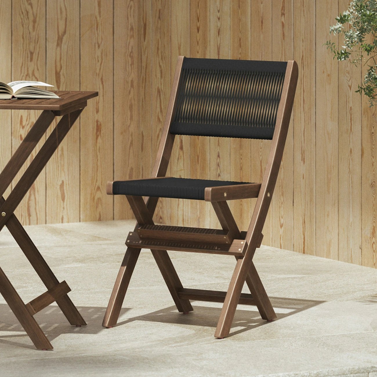 Elanora Outdoor Folding Dining Chair - Dark Acacia - Image 1