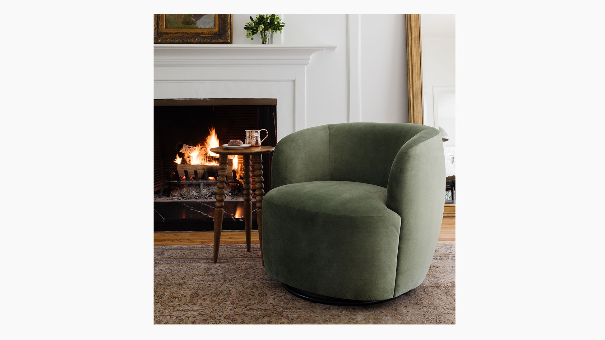 Tub Swivel Chair, Vert Classic Velvet - Image 2
