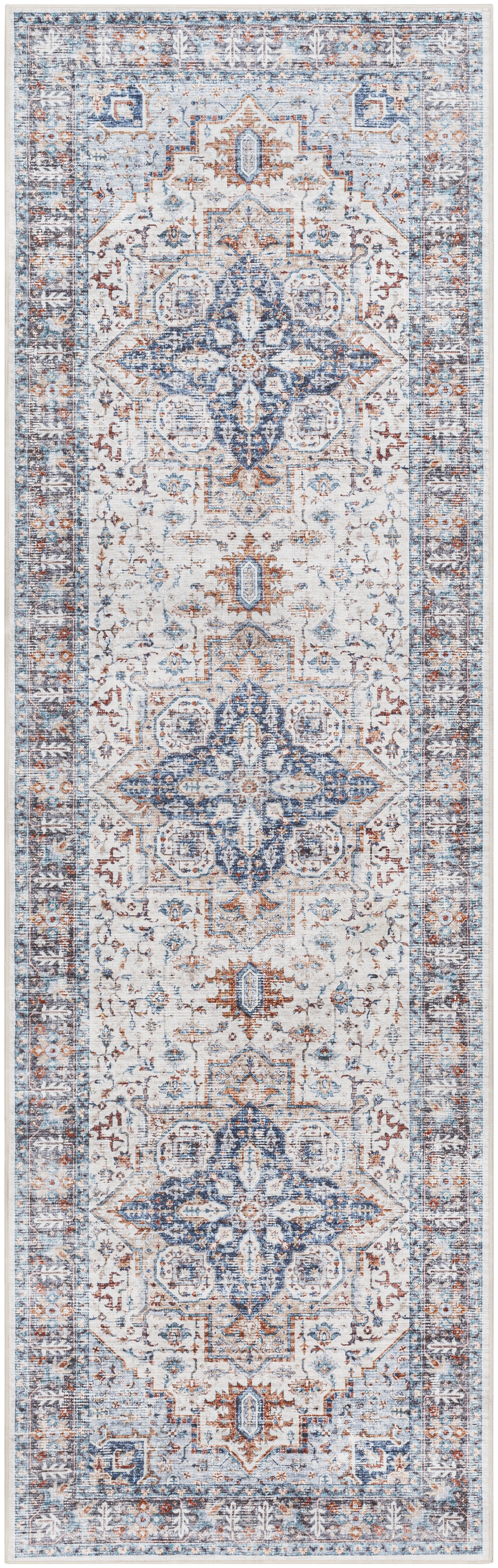 Lavable Gray Indoor 2'6" x 8' Machine Woven Rug - Image 0