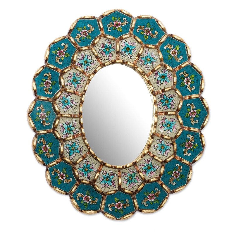 Zumalai Colonial Arrangements and Bronze Gilded Reverse-Painted Glass Accent Mirror - Image 1