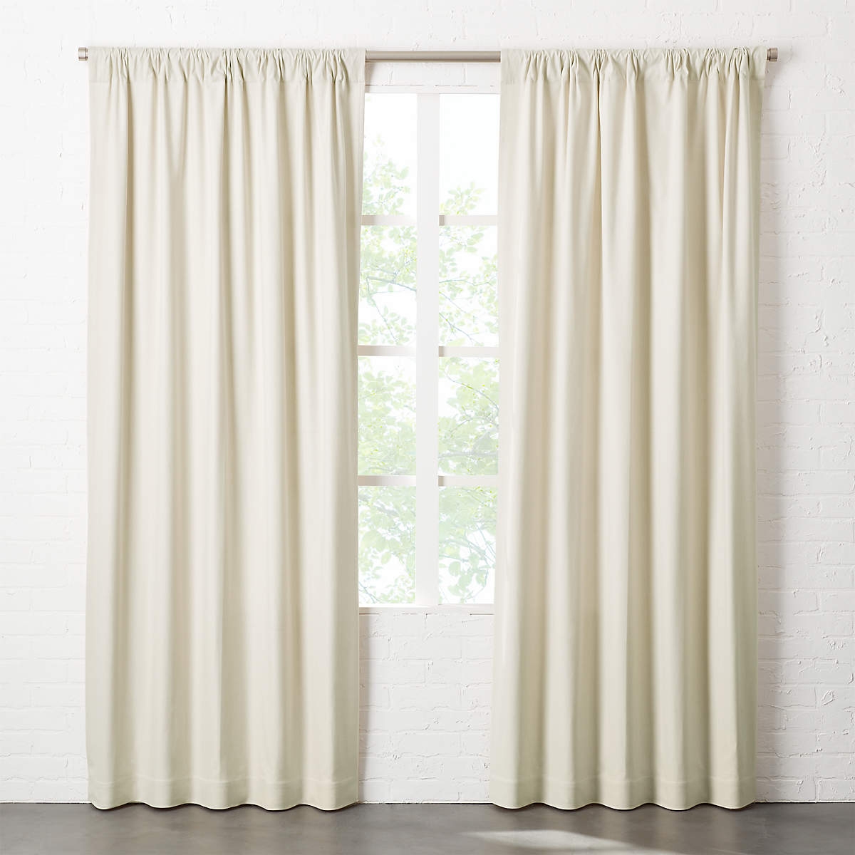 Basketweave Natural Tan Cotton Window Curtain Panel 48"x96" - Image 1
