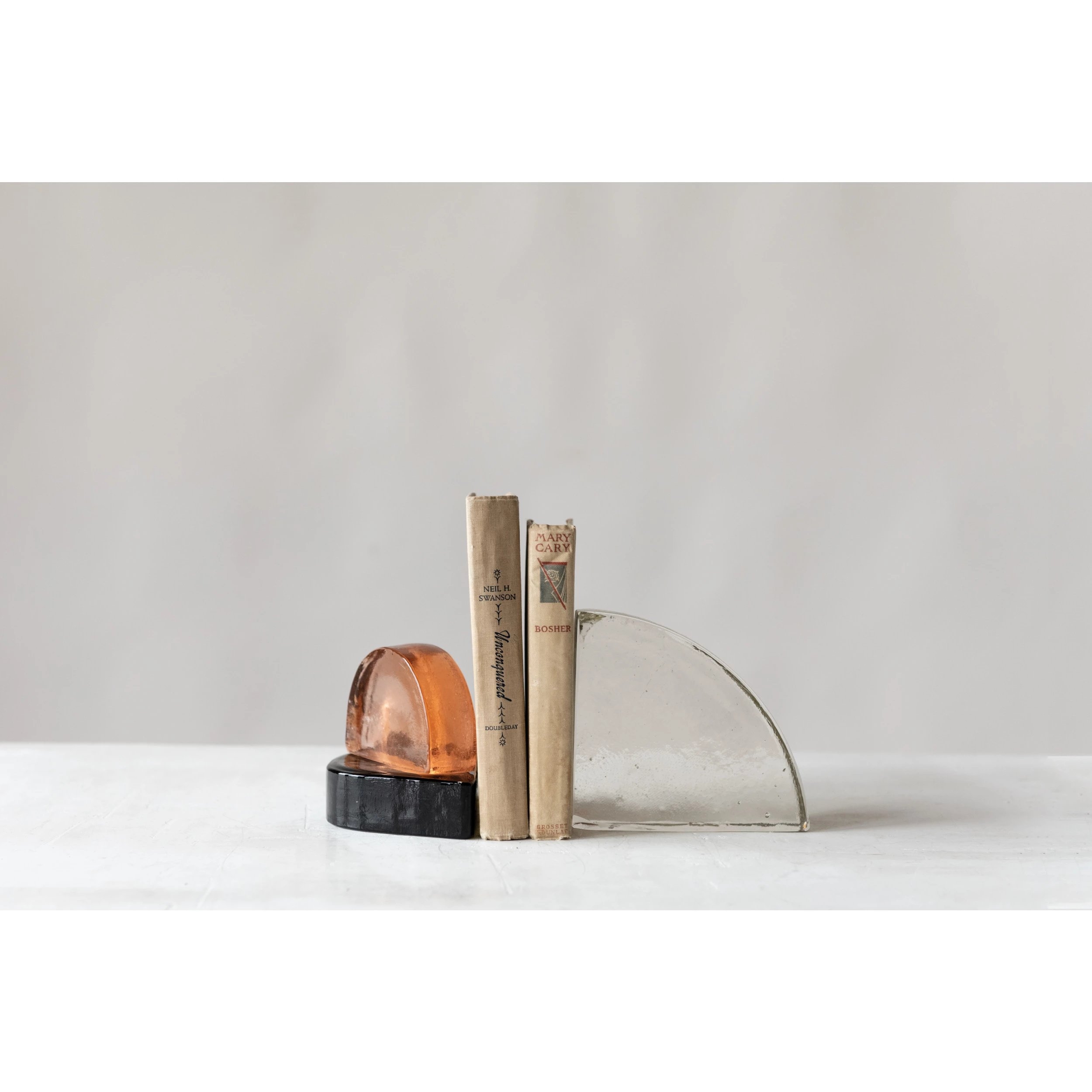 Decorative Geometric Glass Block Bookend, Clear - Image 1