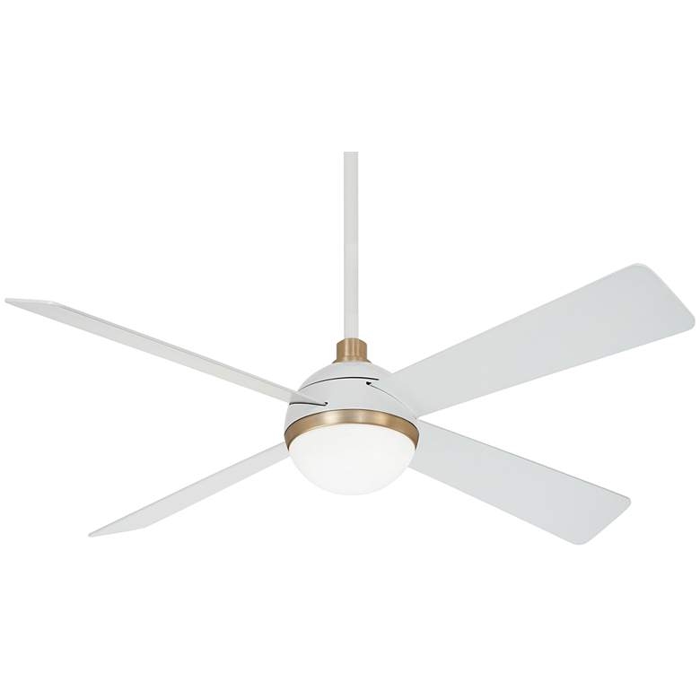 54" Minka Aire Orb Flat Orb Brushed Brass LED Ceiling Fan with Remote Control - Image 0