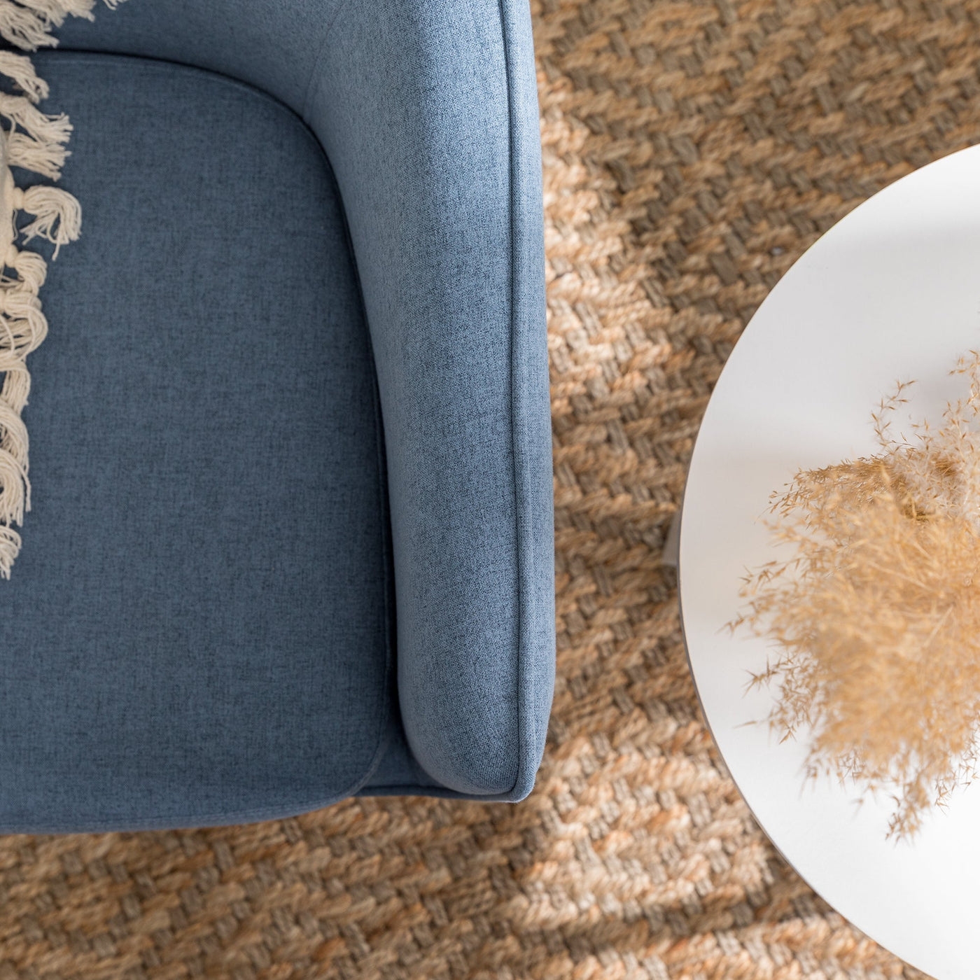 Modern Upholstered Fabric Accent Chair - Denim - Image 2