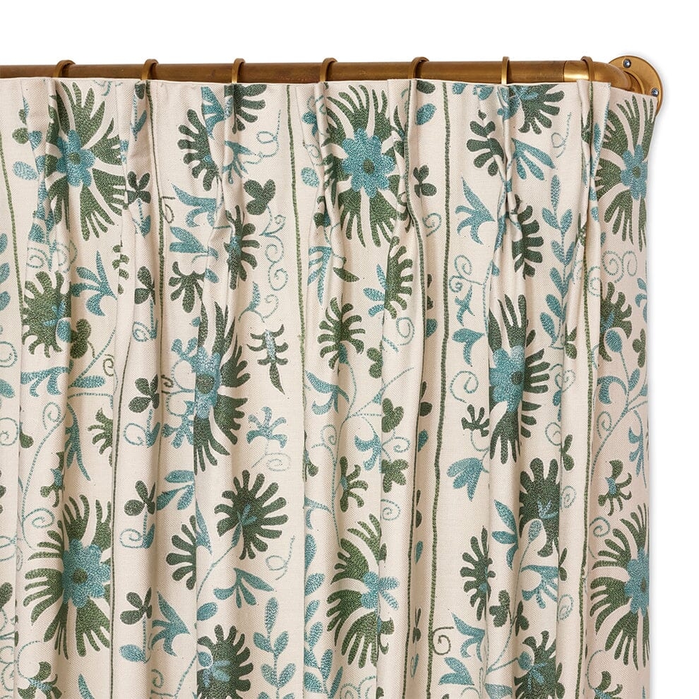 Sage Ribbon Suzani French Pleat Curtain - Image 0