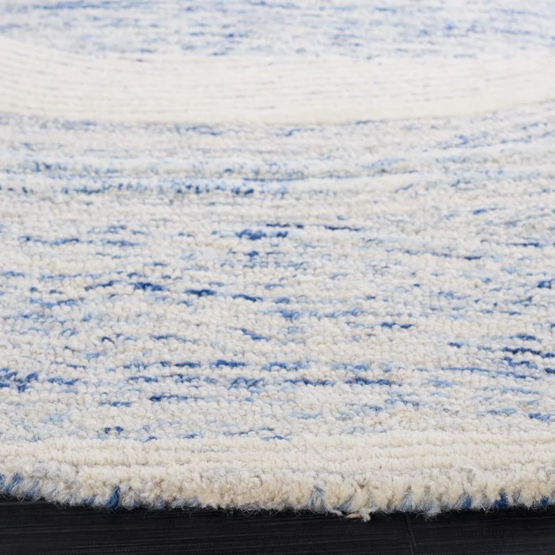 Krish Abstract Handmade Tufted Wool Blue/Ivory Area Rug - Image 1