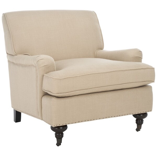 Chloe Club Chair - Beige/Espresso - Safavieh - Image 0