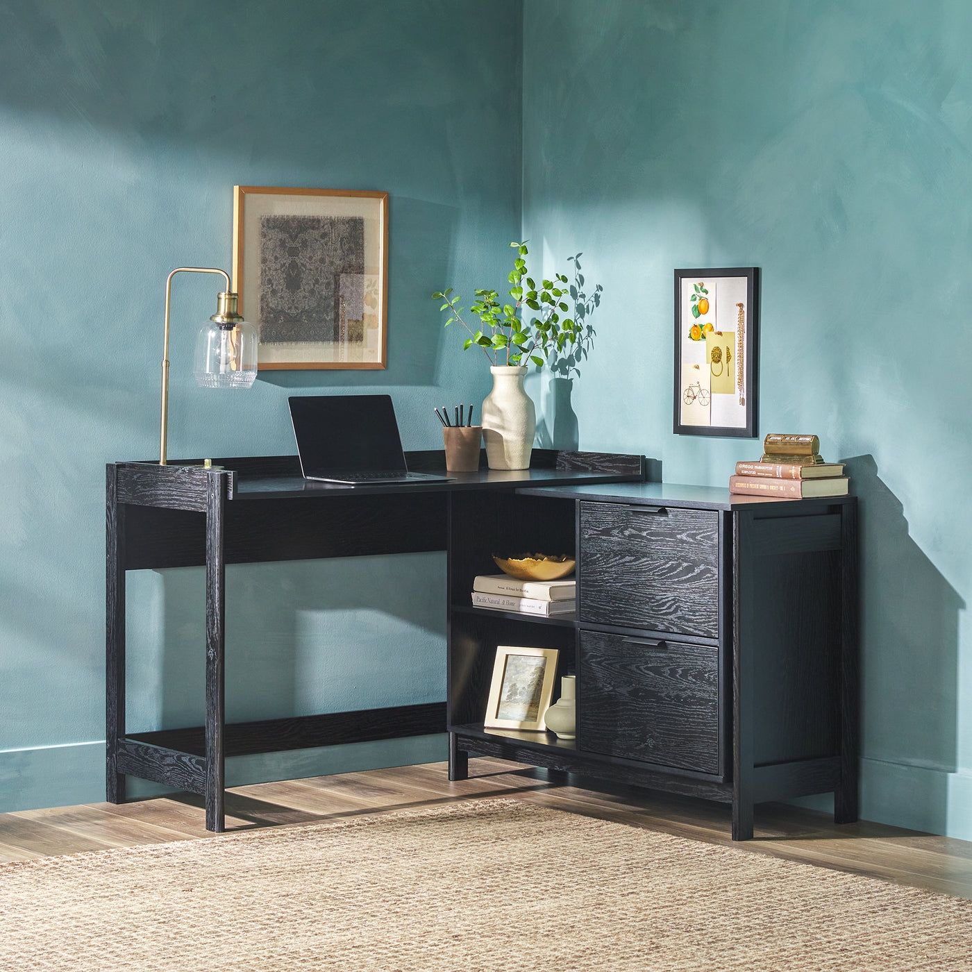 Holmes Modern L-Shaped Desk with Drawer Storage - Image 1