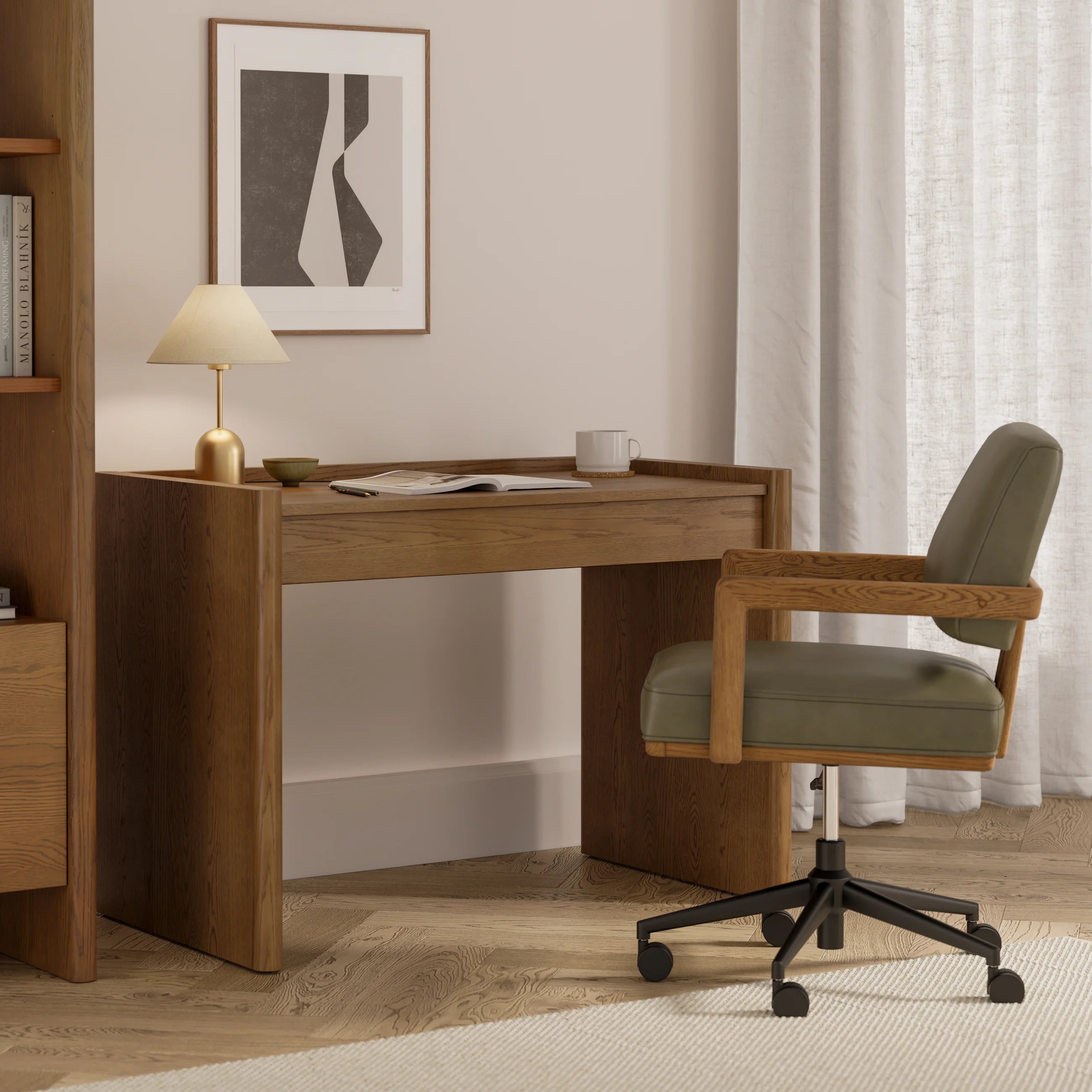Torme 44" Height Adjustable Desk - Smoked Oak - Image 3