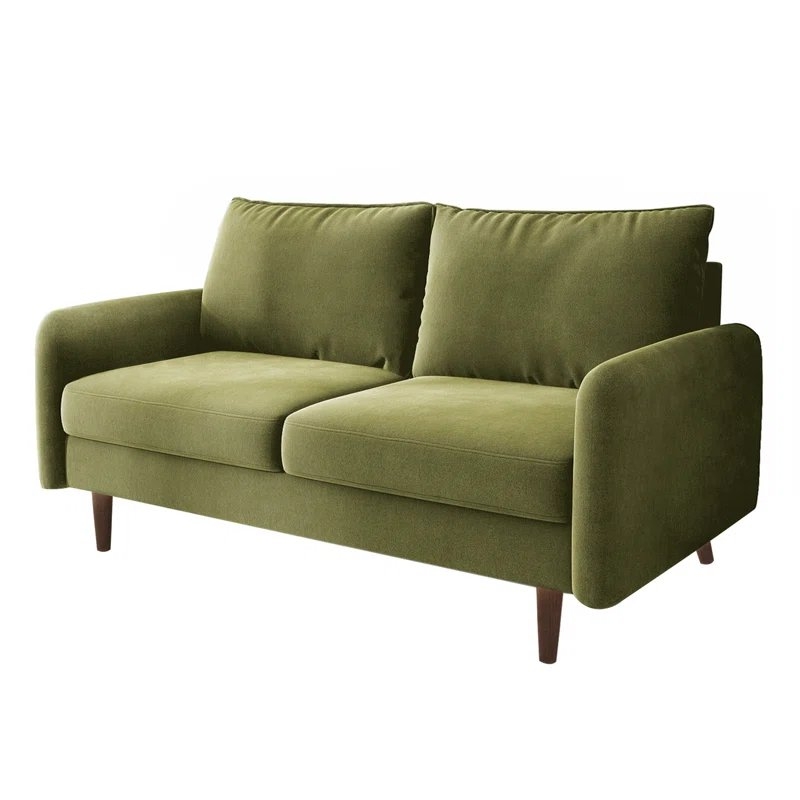 Everly Quinn 56' Wide Velvet Round Arms Small Apartment Loveseat - Image 0