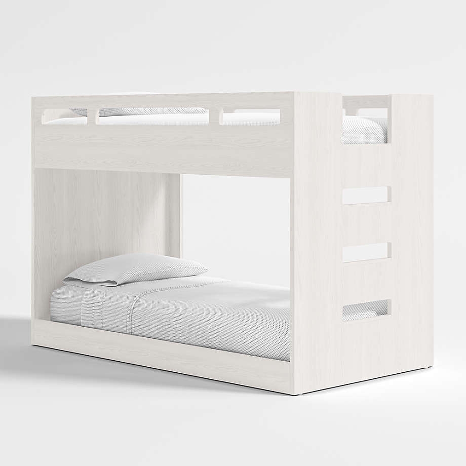 Abridged White Glaze Wood Kids Twin Over Full Bunk Bed with Right Ladder - Image 0