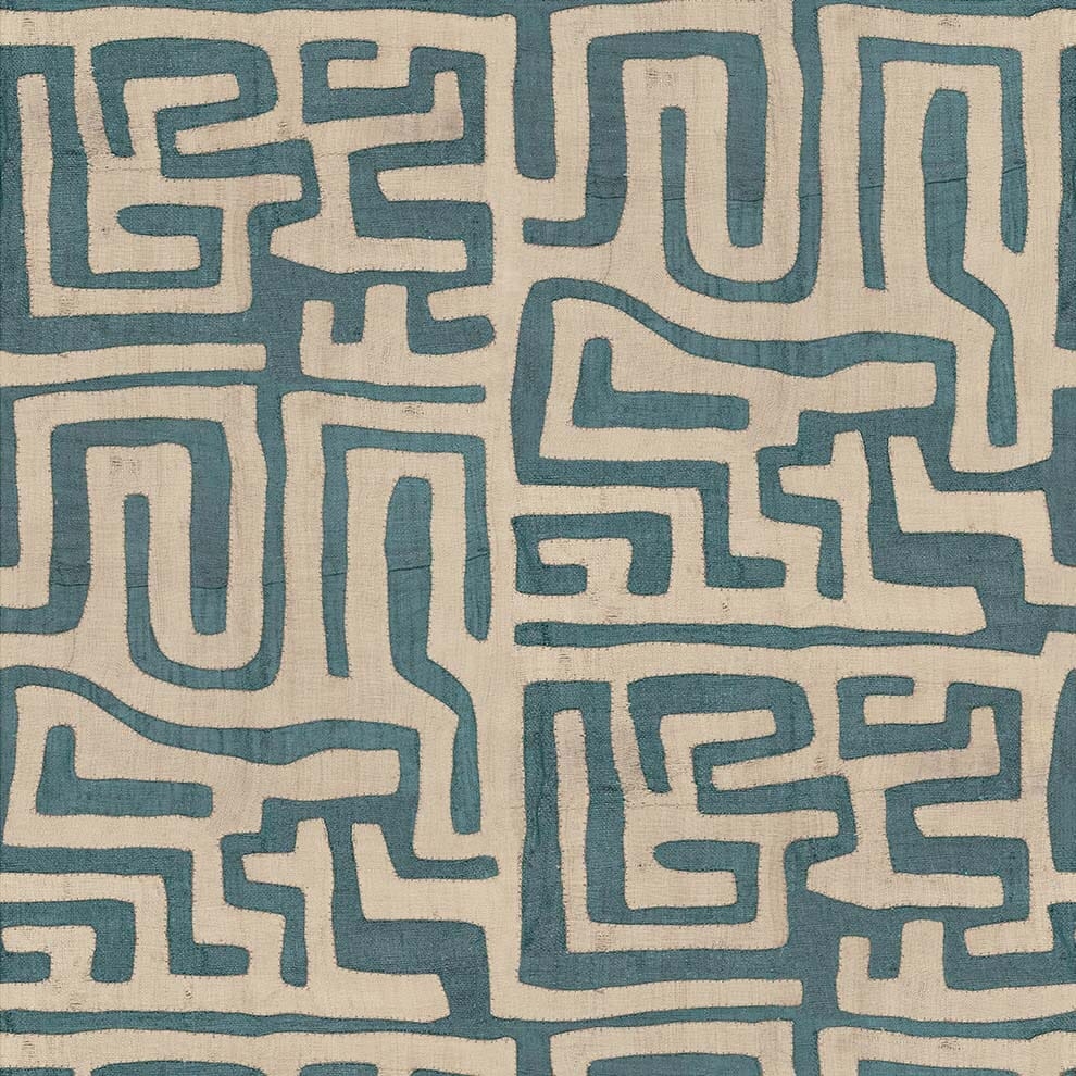 Indigo Classic Kuba Cloth Wallpaper - Image 0