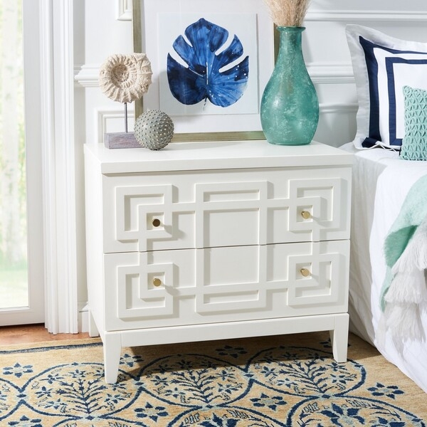 Luiza 2 Drawer Nightstand - White / Gold - Safavieh - Image 1