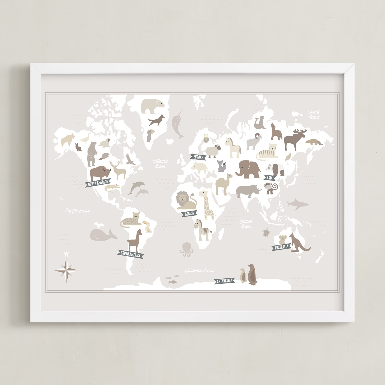 Animal World Map Limited Edition Nursery Art Print - Image 0