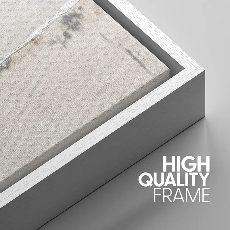 SIGNLEADER Framed Canvas Print Wall Art Set Industrial Grunge White Gray Landscape Shapes Abstract Illustrations Modern Art Decorative Nordic Zen For Living Room, Bedroom, Office - Image 1