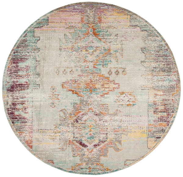 Arlo Home Woven Area Rug, CRS517P, Light Grey/Purple,  7' X 7' Round - Image 3