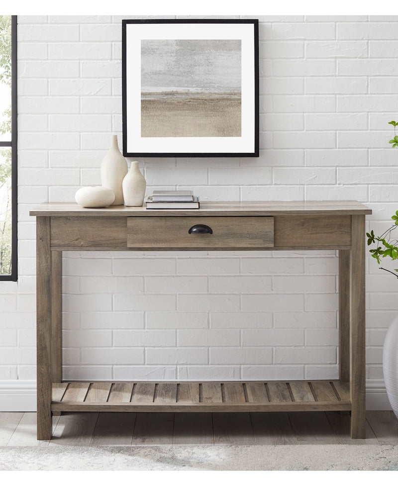 48" 1 Drawer Country Entry Table - Grey Wash - Image 1
