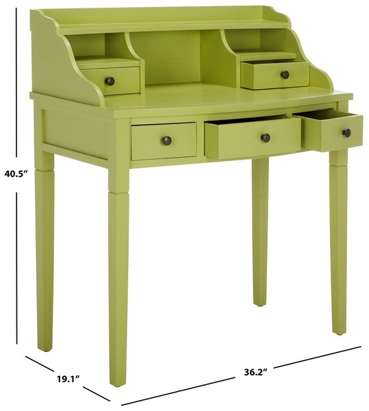 Landon 5 Drawer Writing Desk - Split Pea - Safavieh - Image 1