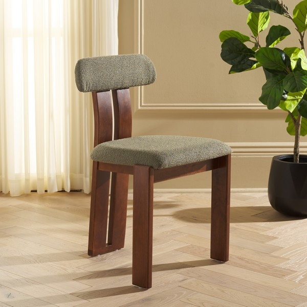 Cayde Boucle Dining Chair - Sage / Walnut - Image 1