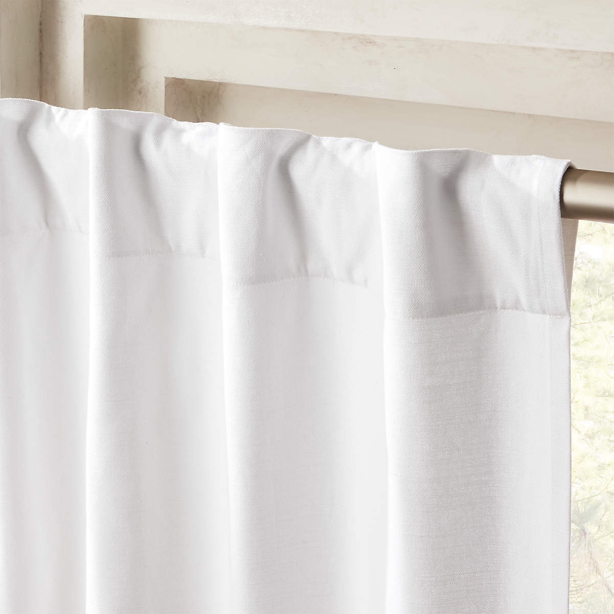 White Cotton Basketweave Window Curtain Panel 48"x96" - Image 1