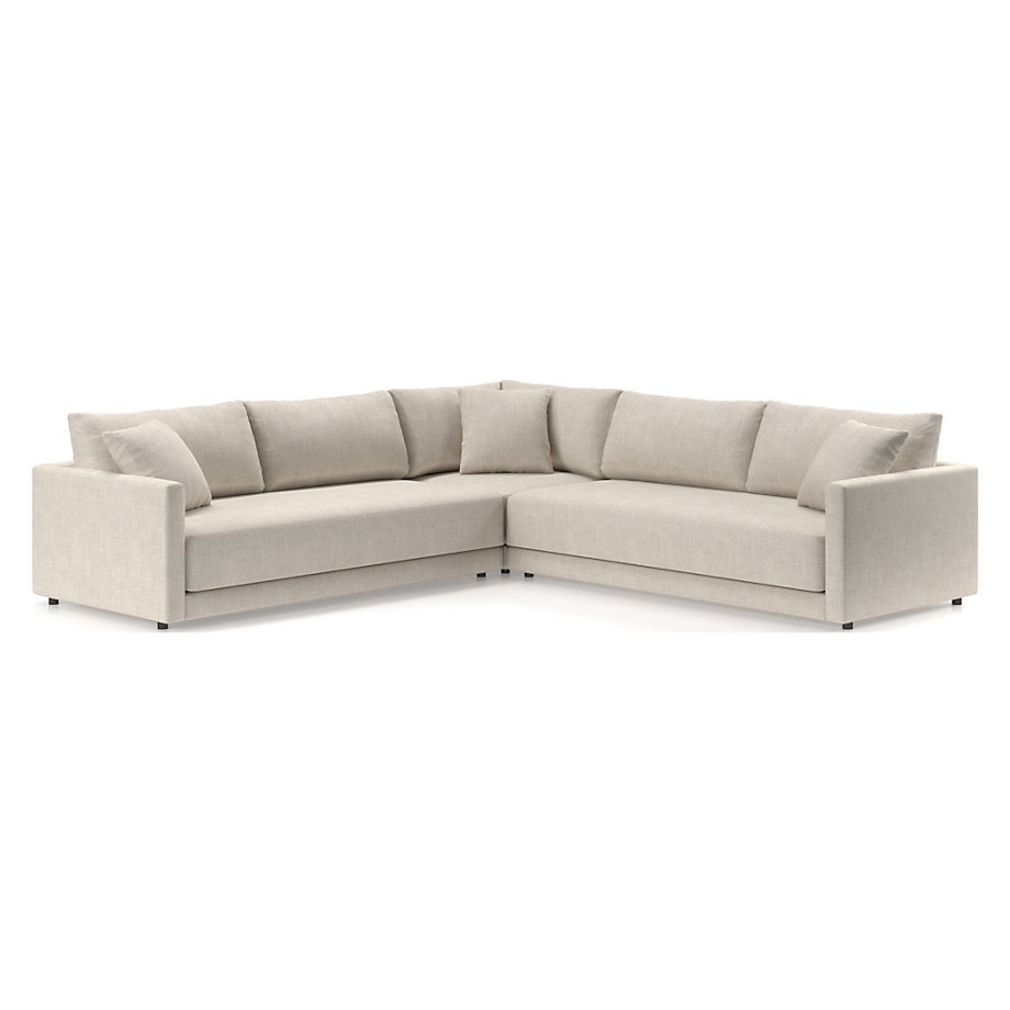 Gather Deep 3-Piece L-Shaped Bench Sectional Sofa, Deep 43", 3-Piece – Left-Arm Bench Sofa + Corner + Right-Arm Bench Sofa, Tribute Fabric in Dune Performance Classic Twill - Image 0