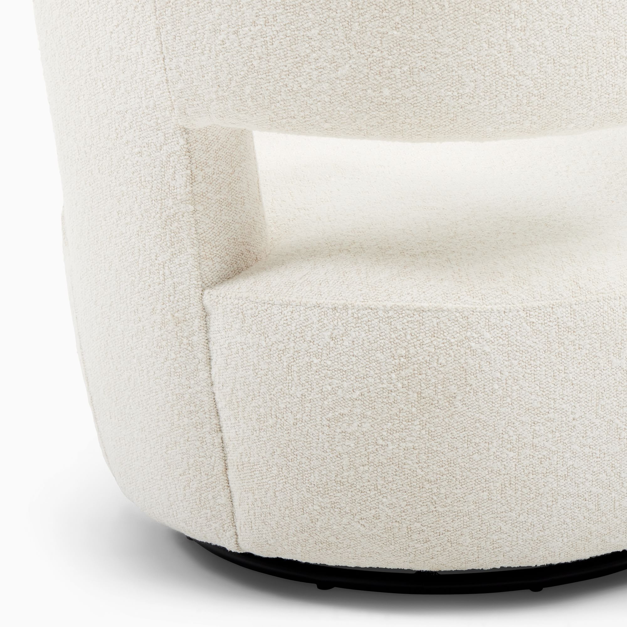 Millie Swivel Chair, Poly, Chunky Boucle, White, Concealed Supports - Image 9