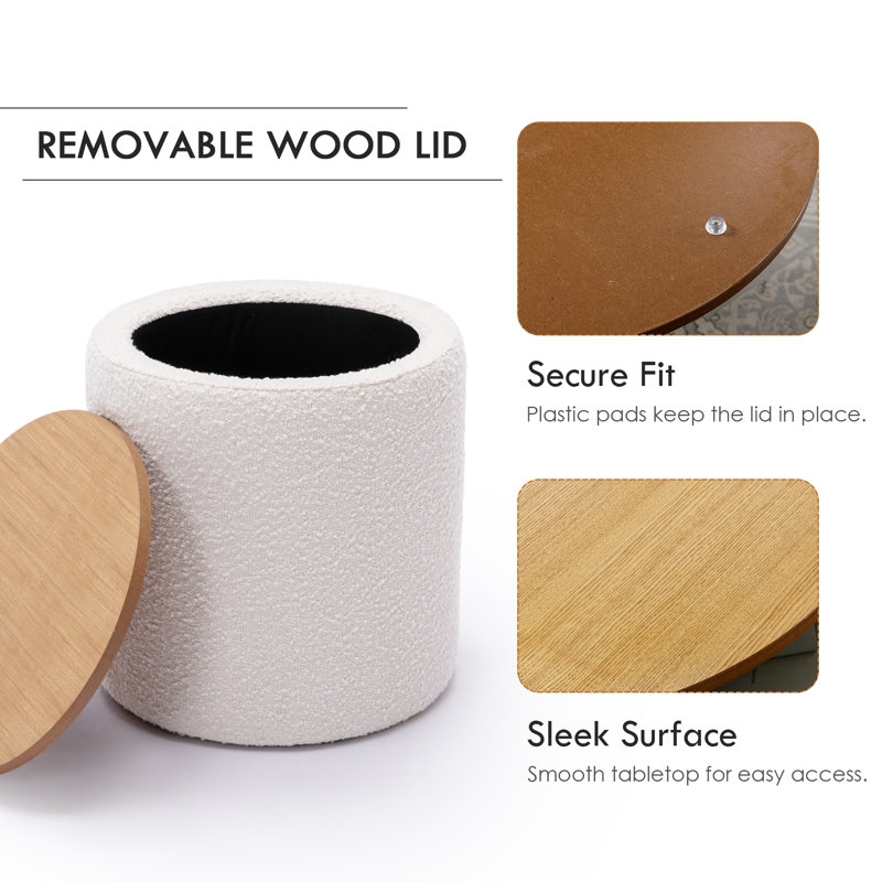 Darasimi 16'' Wide Boucle Upholstered Storage Ottoman - Image 5