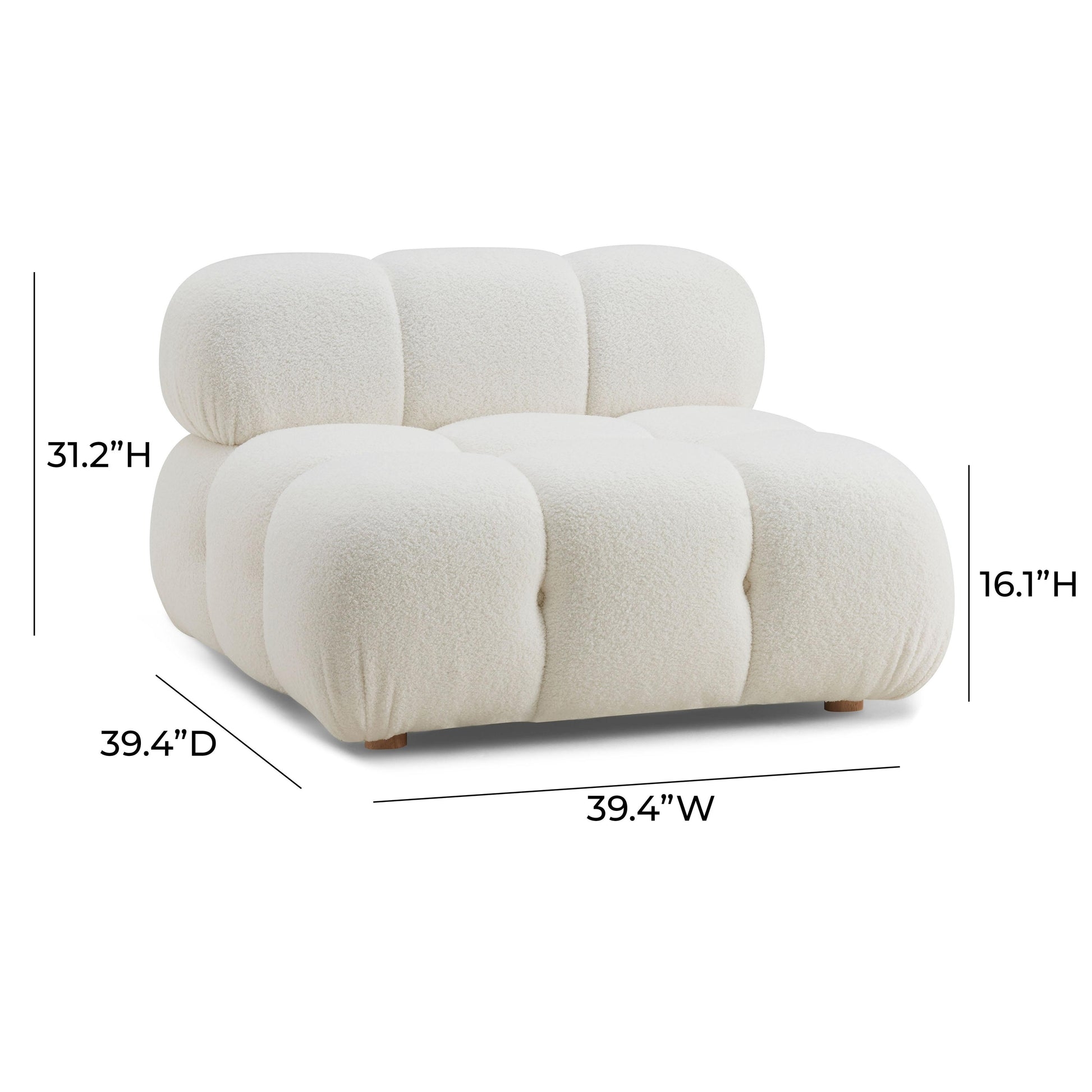 Calliope Cream Vegan Shearling Modular Armless Chair - Image 1