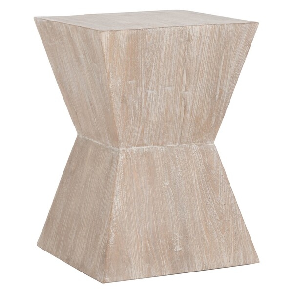 Natak Curved Oak Side Table - Pickled Oak - Safavieh - Image 0