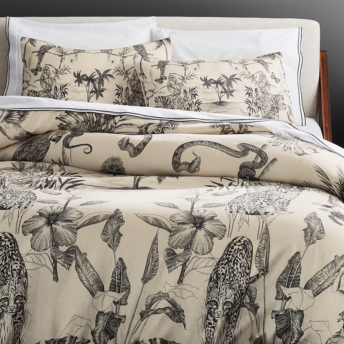 Midnight Jungle Linen Full/Queen Duvet - Image 0