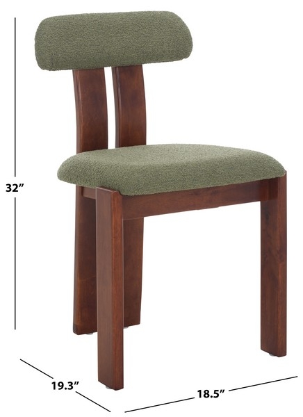 Cayde Boucle Dining Chair - Sage / Walnut - Image 2