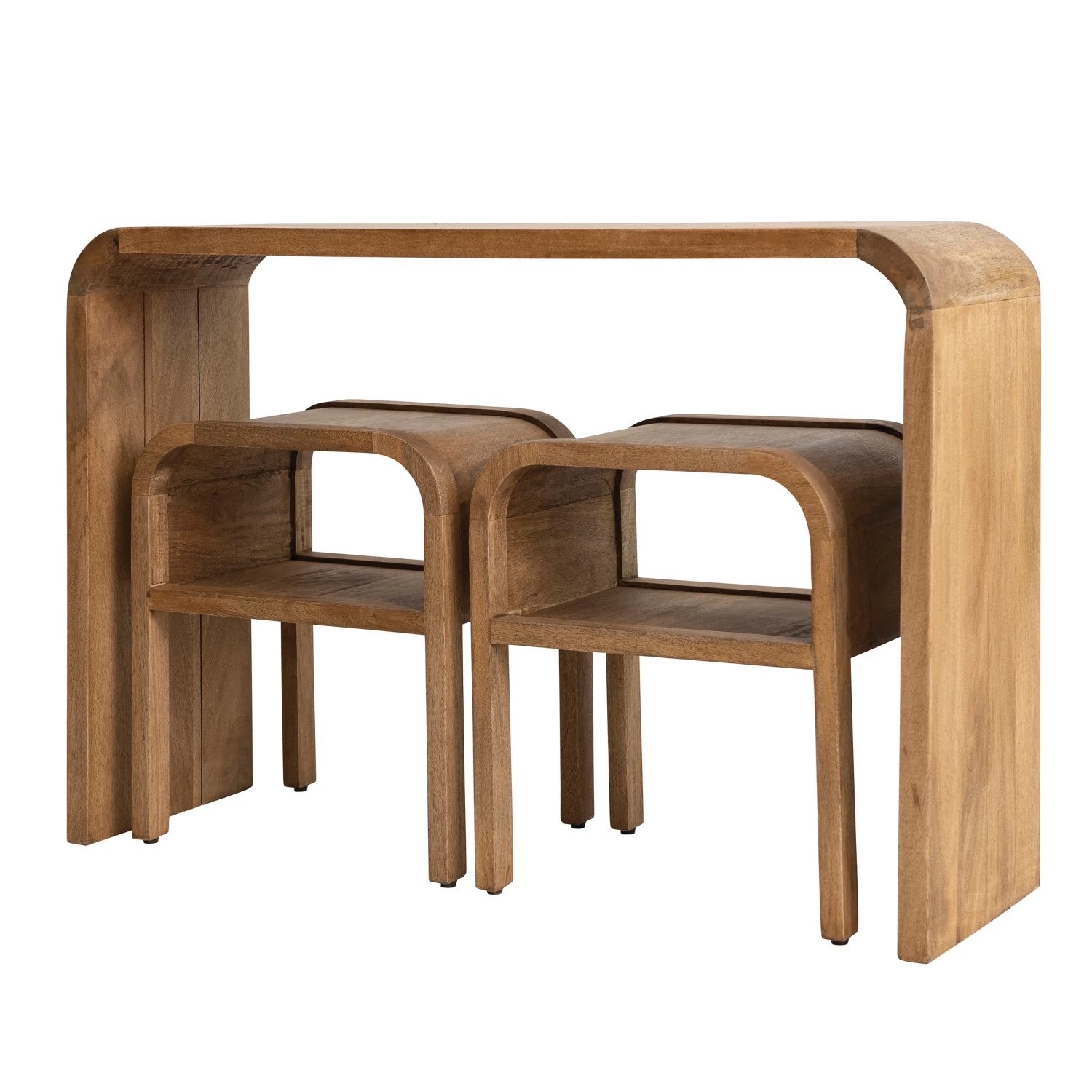 Modern Waterfall Edge Mango Wood Console Table, Natural - Image 0