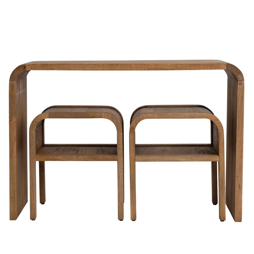 Modern Waterfall Edge Mango Wood Console Table, Natural - Image 3
