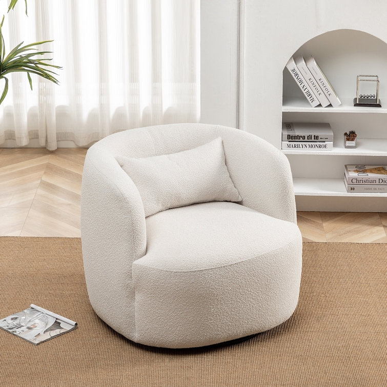 Arijit 34" Wide Boucle Upholstered Swivel Armchair - Image 0