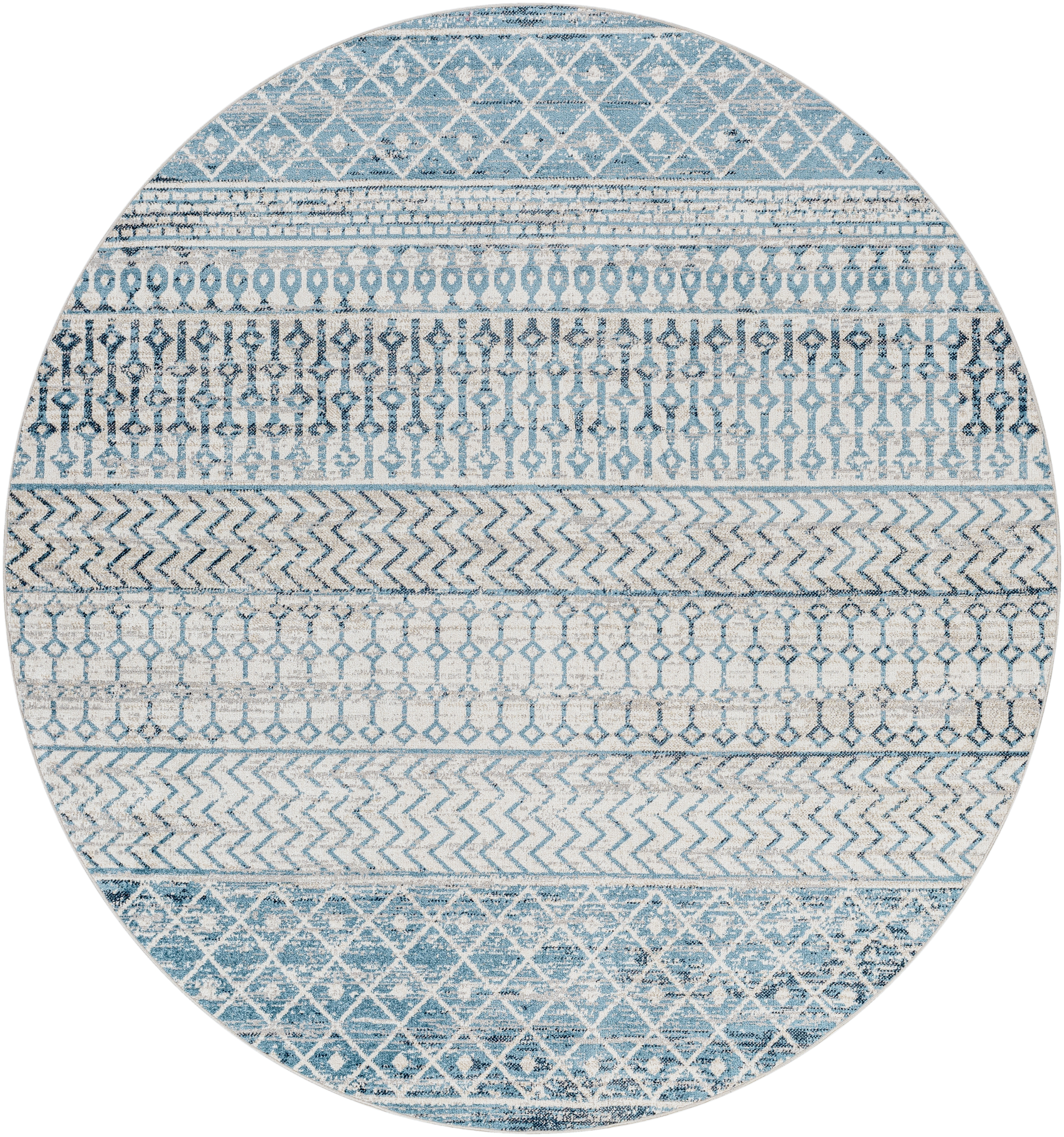 Lavadora Blue Indoor 6'7" x 6'7" Machine Woven Rug - Image 0