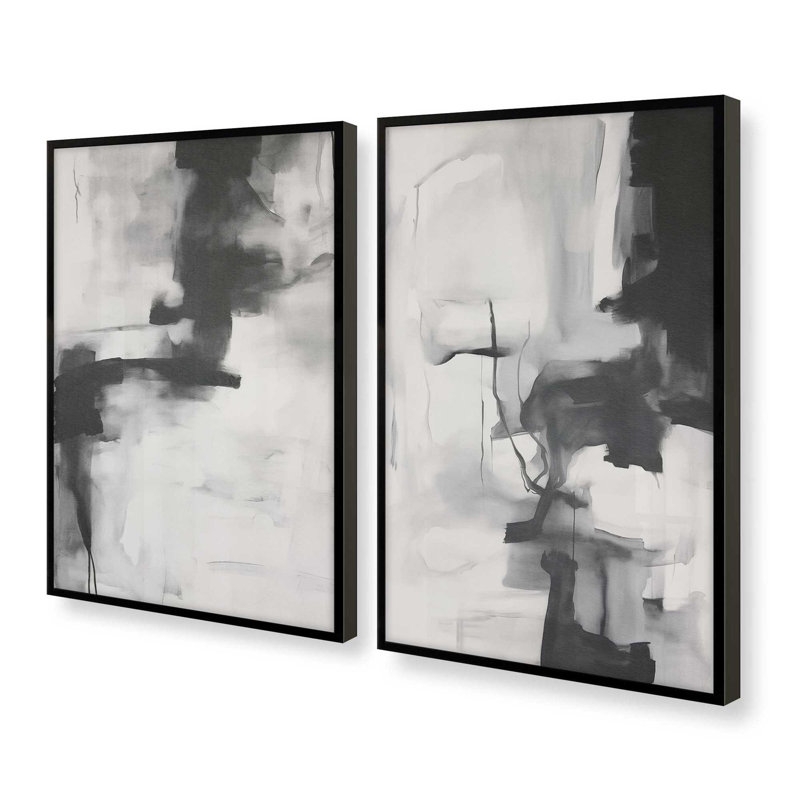 Monochrome Whisper Set of 2 Prints in a White Frame, 36" x 24" - Image 2
