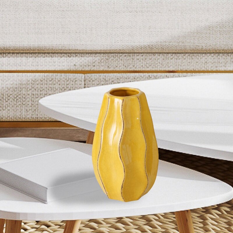 Funsch Yellow 7" Stoneware Table Vase - Image 2