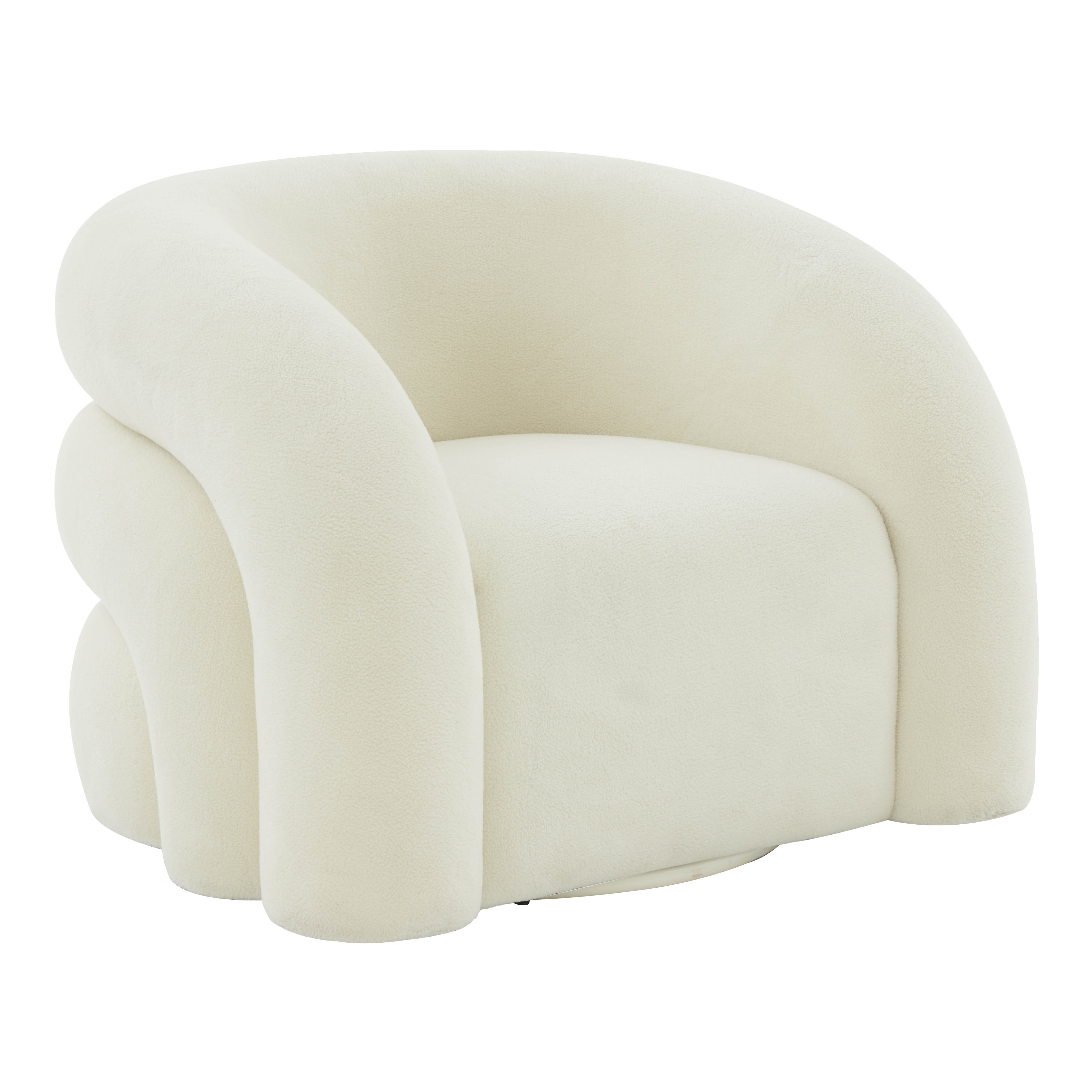 Slipper Cream Vegan Shearling Swivel Chair - Image 0