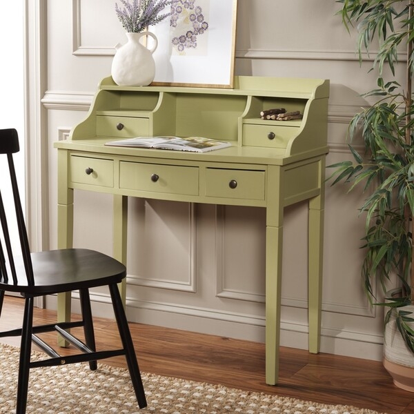 Landon 5 Drawer Writing Desk - Split Pea - Safavieh - Image 6