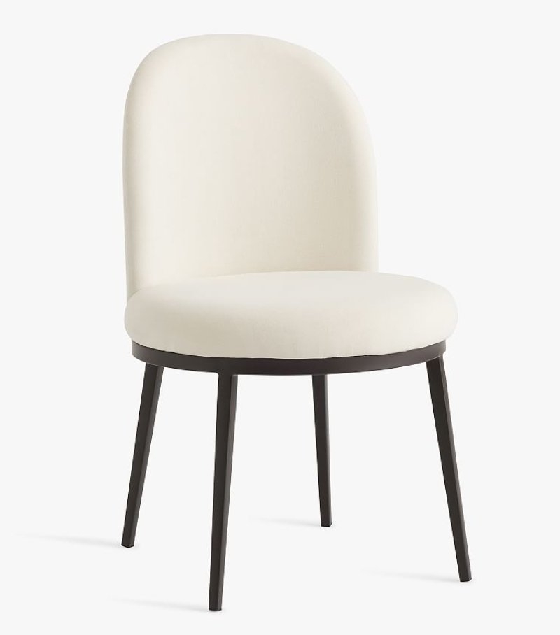 Emily Upholstered Dining Chair, Parkweave Ivory - Image 0