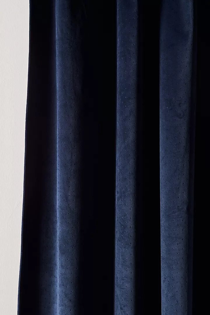 Velvet Louise Curtain in Navy, 108X50 - Image 1