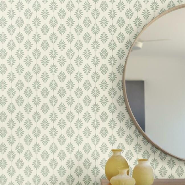 Leaflet Sure Strip Wallpaper - Sage - Image 1