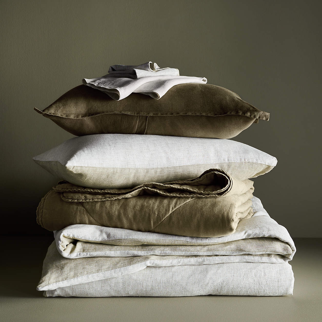 Aire Natural Hemp Garden Green Grid Full/Queen Duvet Cover - Image 3