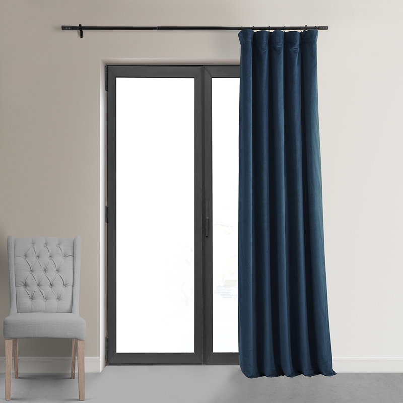 Olivia Signature Thermal Lined 100% Blackout Velvet Curtains for Bedroom & Living Room Curtains Single Panel Window Curtains - Image 3