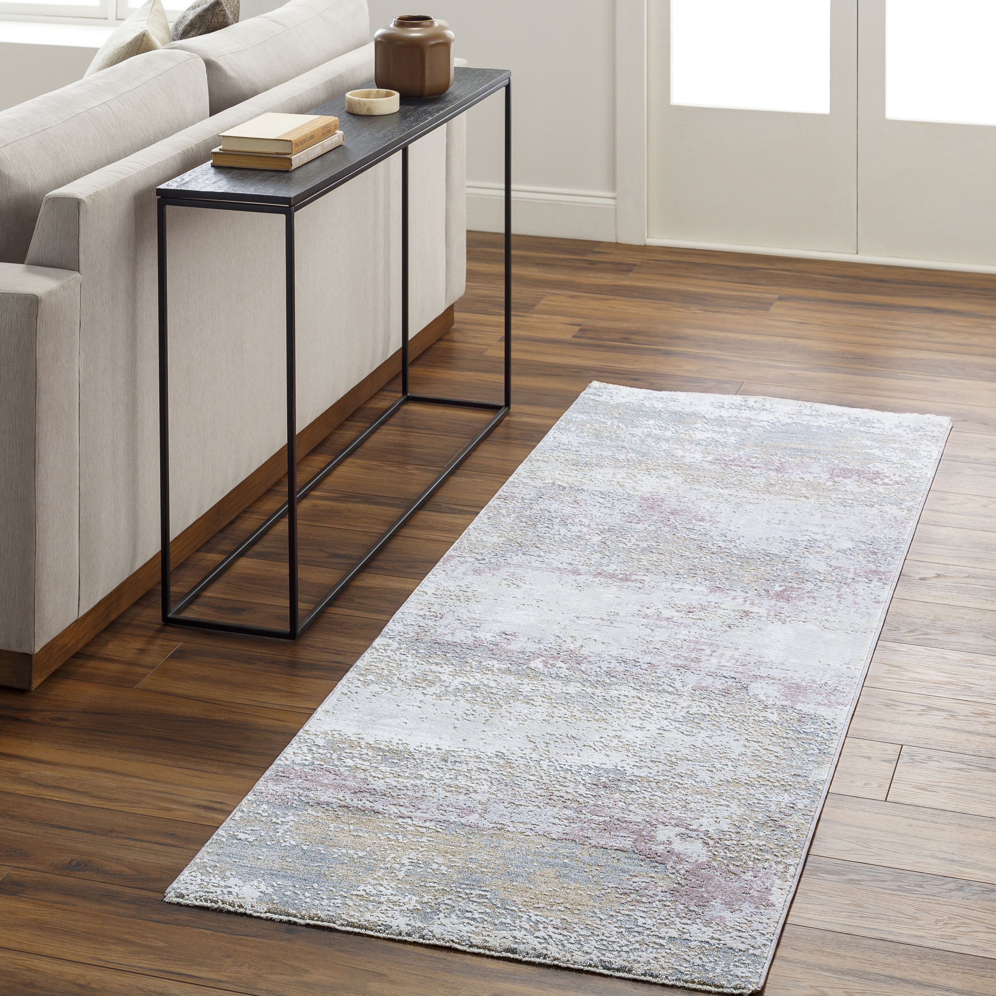 Brunswick Gray Indoor 2'7" x 7'3" Machine Woven Rug - Image 2