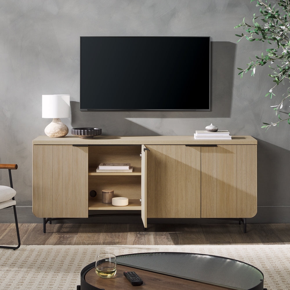 69" Scandinavian 4 Door Sideboard - Coastal Oak/ Black - Image 2