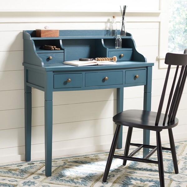 Landon 5 Drawer Writing Desk - Slate Teal - Safavieh - Image 1