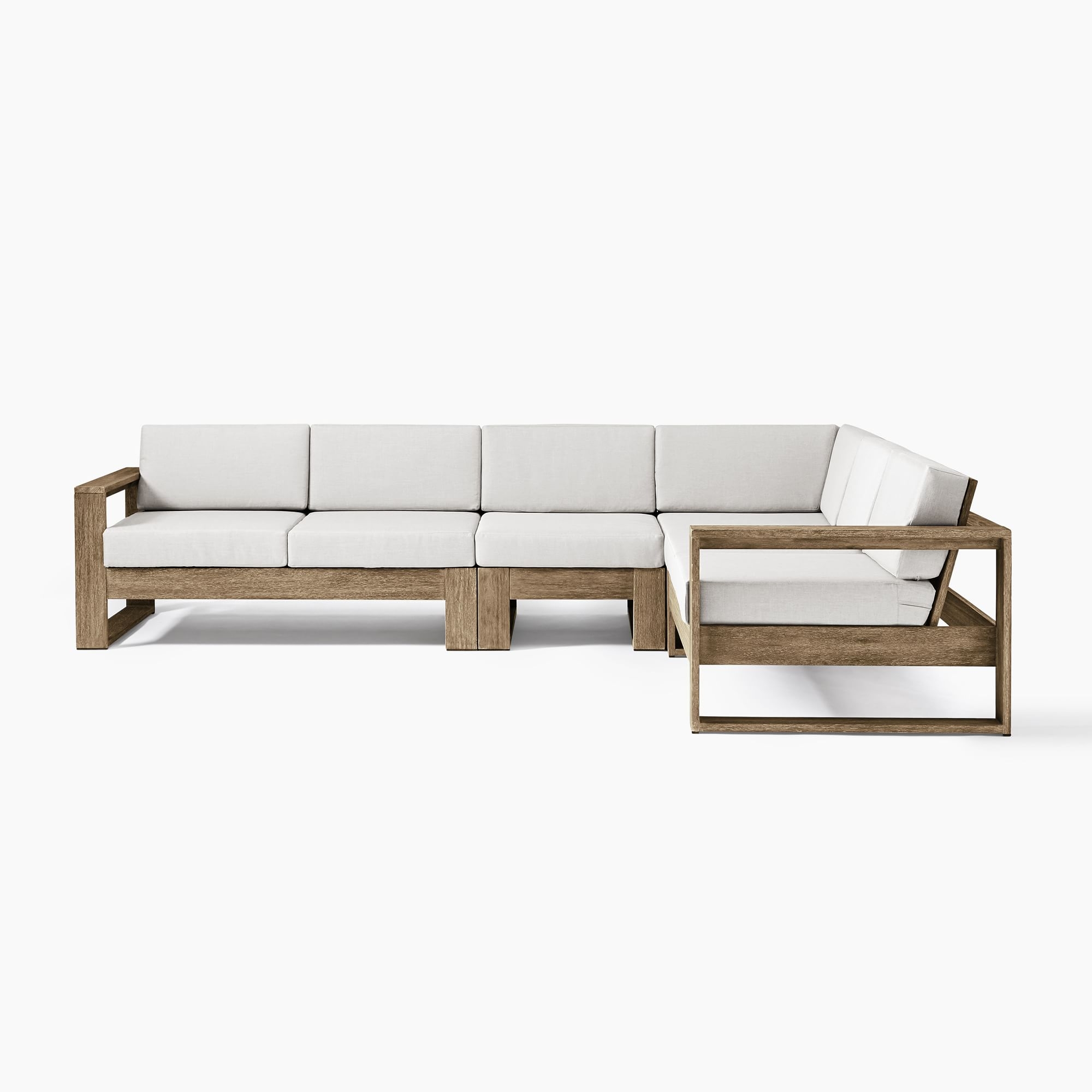 Portside Outdoor 125 in 4-Piece L-Shaped Sectional, Driftwood - Image 3
