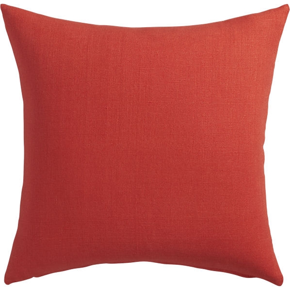 Linon red-orange 20" pillow - polyester fill insert - Image 0