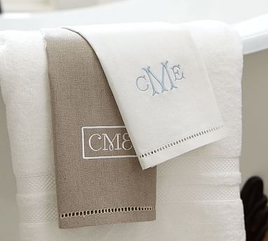 Linen Hemstitch Guest Towels, Set of 2, Monogram - Image 0